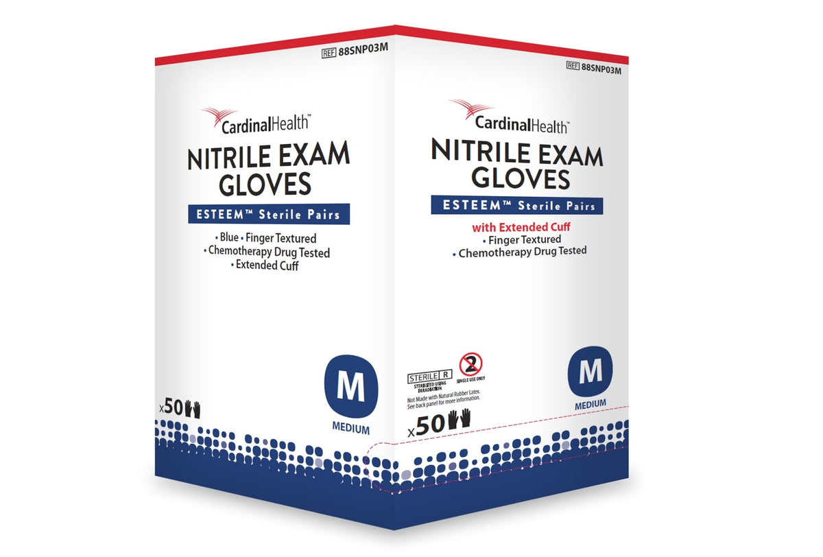 Cardinal Health Esteem Sterile (Pairs), Powder - Free, Nitrile Exam Gloves - American Hospital Supply