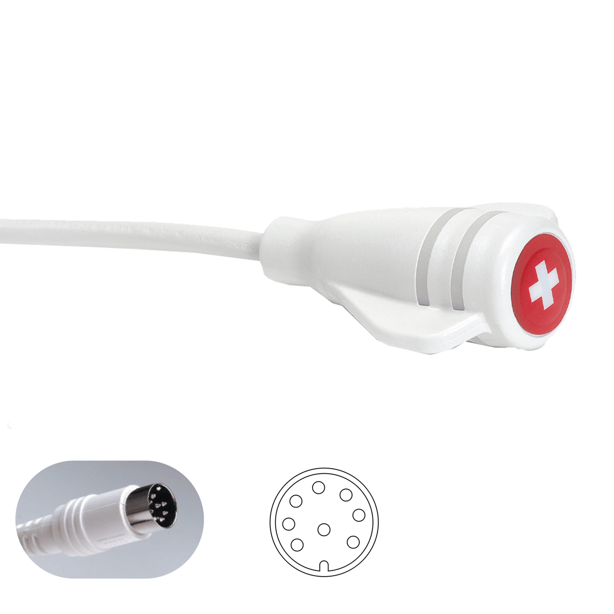 CleanCall Call Cord for Jeron Pro - Alert 640 and Provider 680, 8 - pin DIN, white, 8' - American Hospital Supply