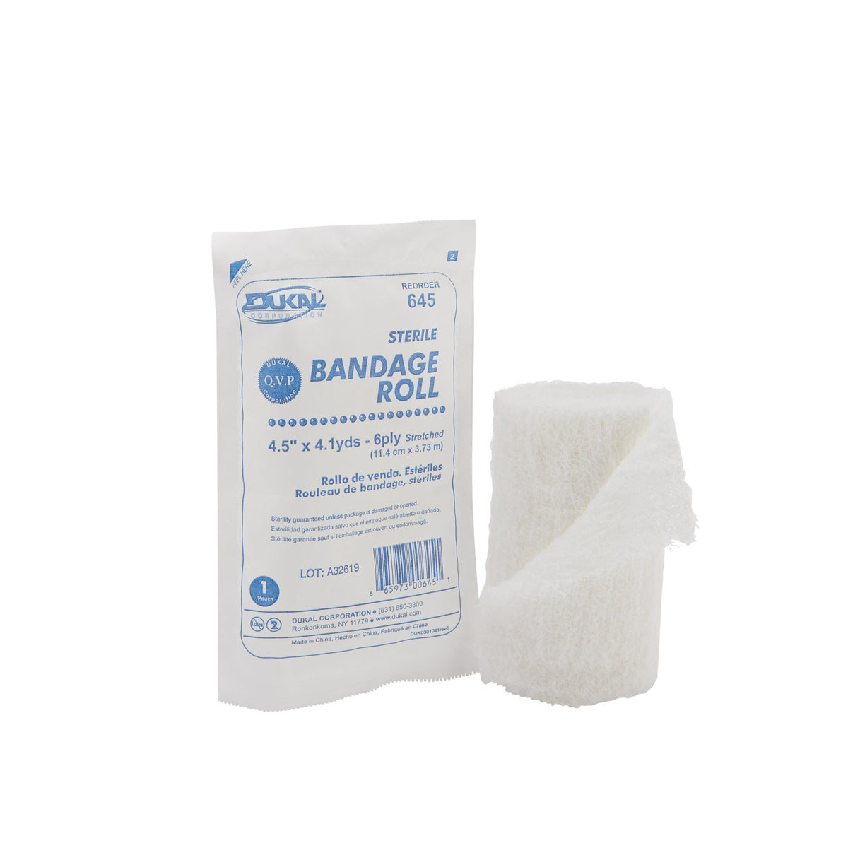 Dukal™ Sterile Fluff Bandage Roll, 4 - 1/2 Inch x 4 - 1/10 Yard - American Hospital Supply