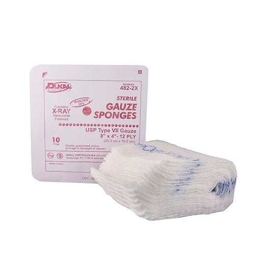 Dukal Sterile USP Type VII X-Ray Detectable Gauze Sponge, 4 x 8 Inch