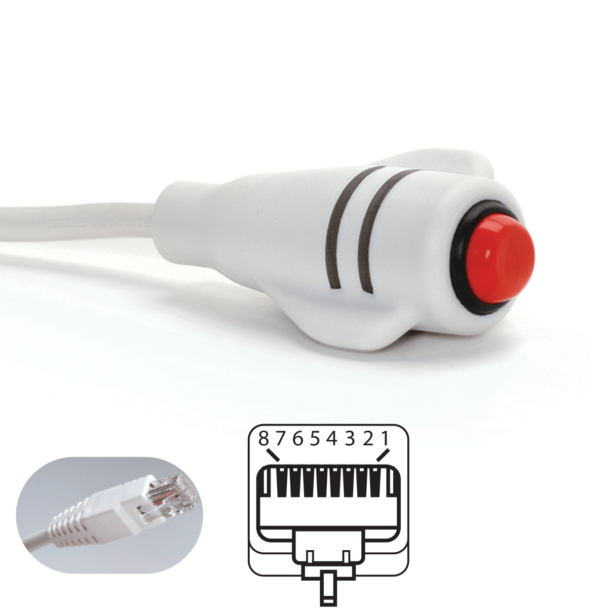 DuraCall Call Cord for Arial, RJ45 8 - pin, white, 7' - American Hospital Supply