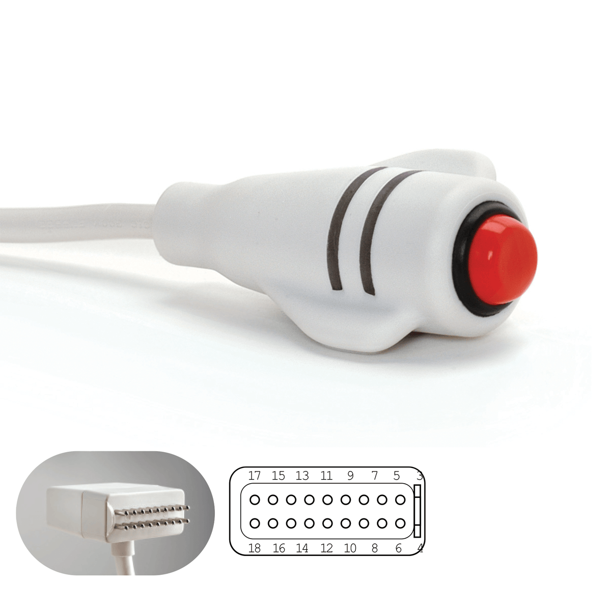 DuraCall Call Cord for Ascom Telligence and Dukane ProCare 6000, 18 - pin DIN, white, 10' - American Hospital Supply