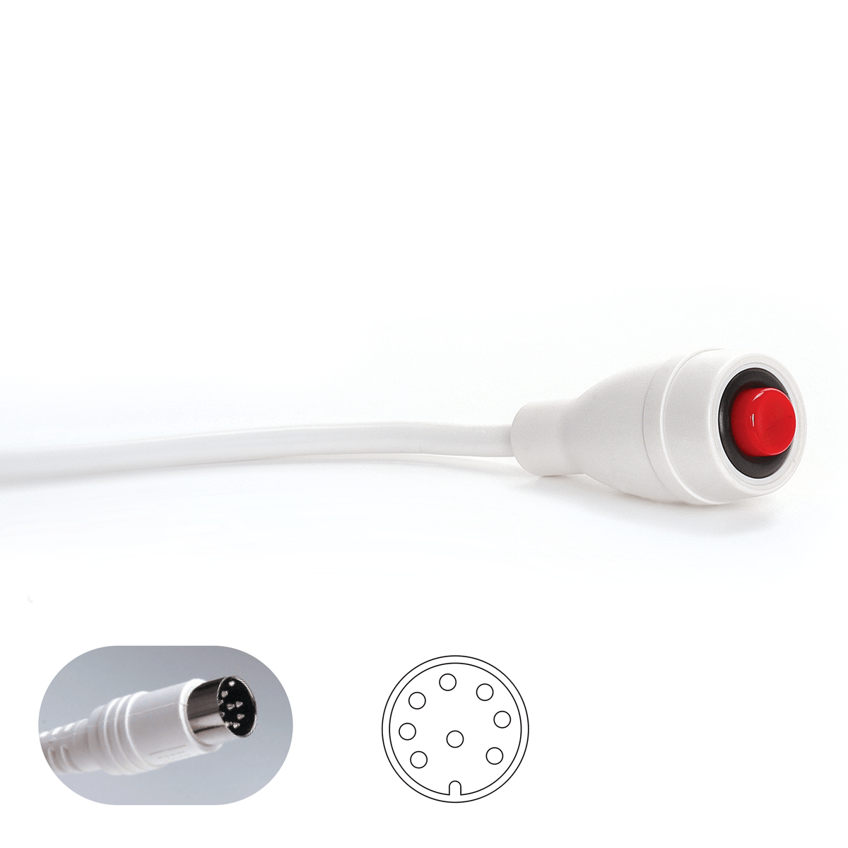 EconoCall Call Cord for Jeron 620, 8 - pin DIN, white - American Hospital Supply