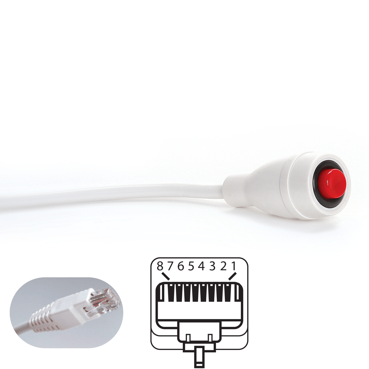 EconoCall Call Cord for Simplex, TekTone, Critical Alert, RJ45 8 - pin, white - American Hospital Supply
