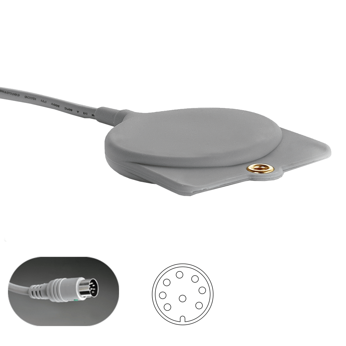GeriCall Call Cord for Jeron Pro - Alert 640 and Provider 680, 8 - pin DIN, grey - American Hospital Supply