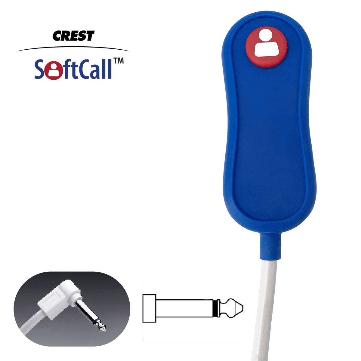 SoftCall Call Cord, 1/4" 2 - conductor phone plug, nurse, blue - American Hospital Supply