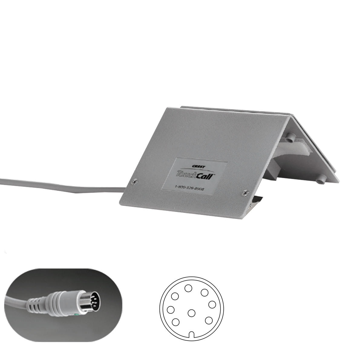 TouchCall Call Cord for Rauland Responder III+, IV, 4000, 8 - pin DIN, grey, 10' - American Hospital Supply