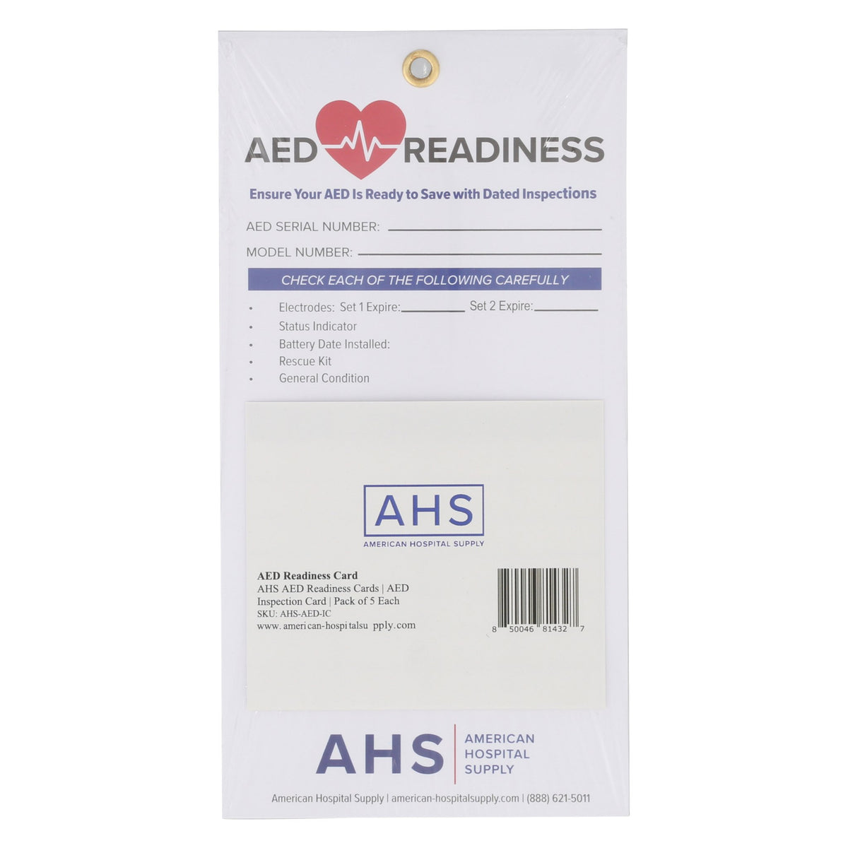AED Readiness Inspection Tag - American Hospital Supply