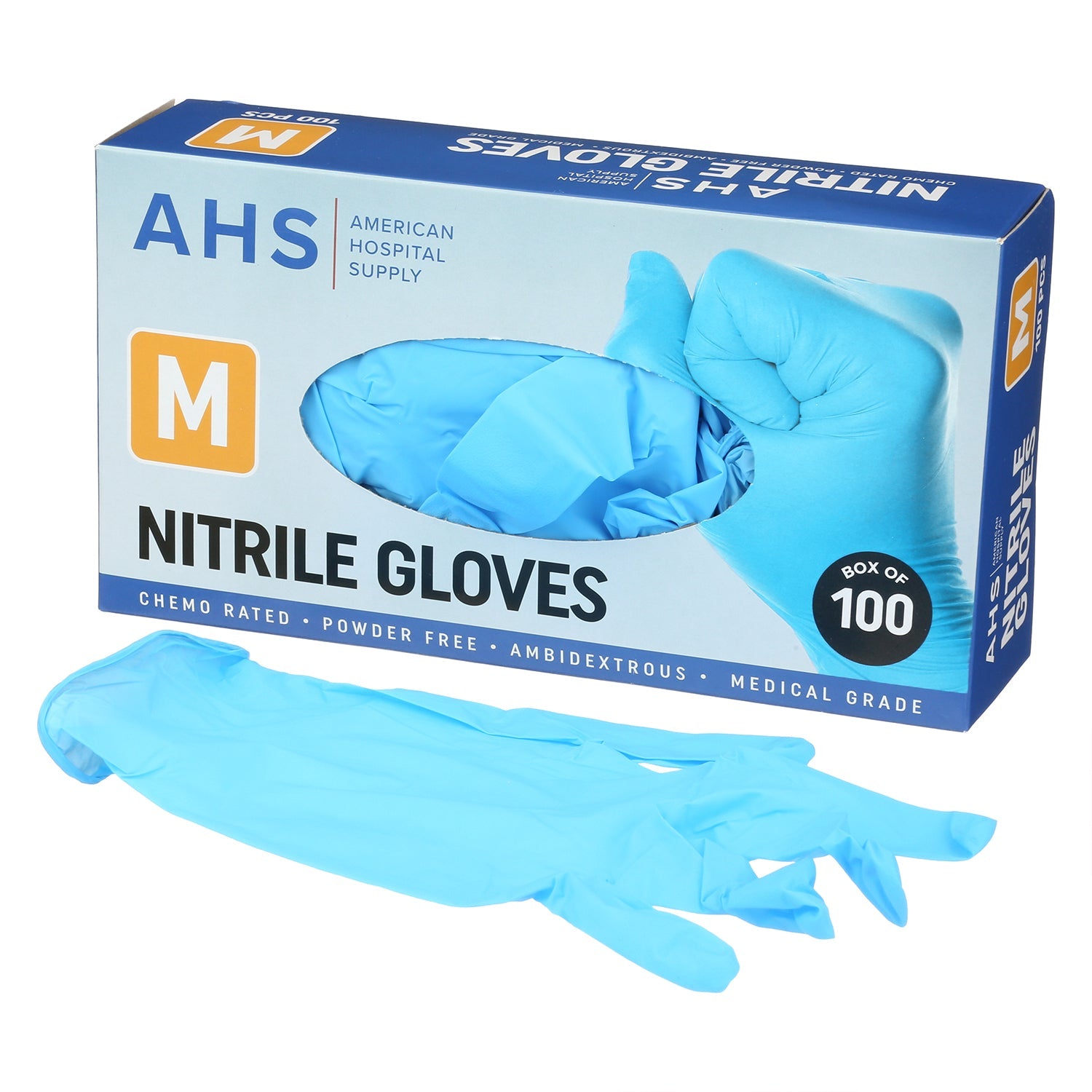 AHS Disposable Nitrile Exam Gloves, MM, Chemo-Rated