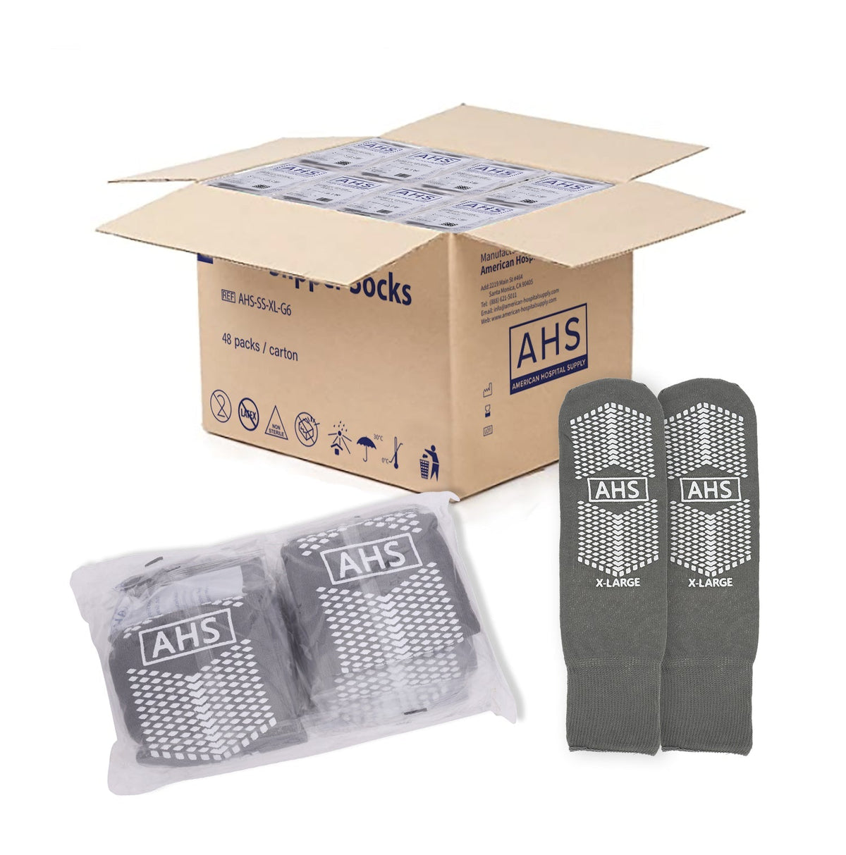 AHS Hospital Socks with Grippy Anti-Slip Tread - American Hospital Supply