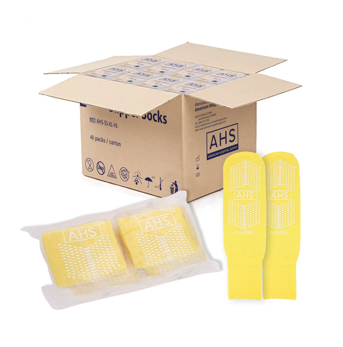 AHS Hospital Socks with Grippy Anti-Slip Tread - American Hospital Supply