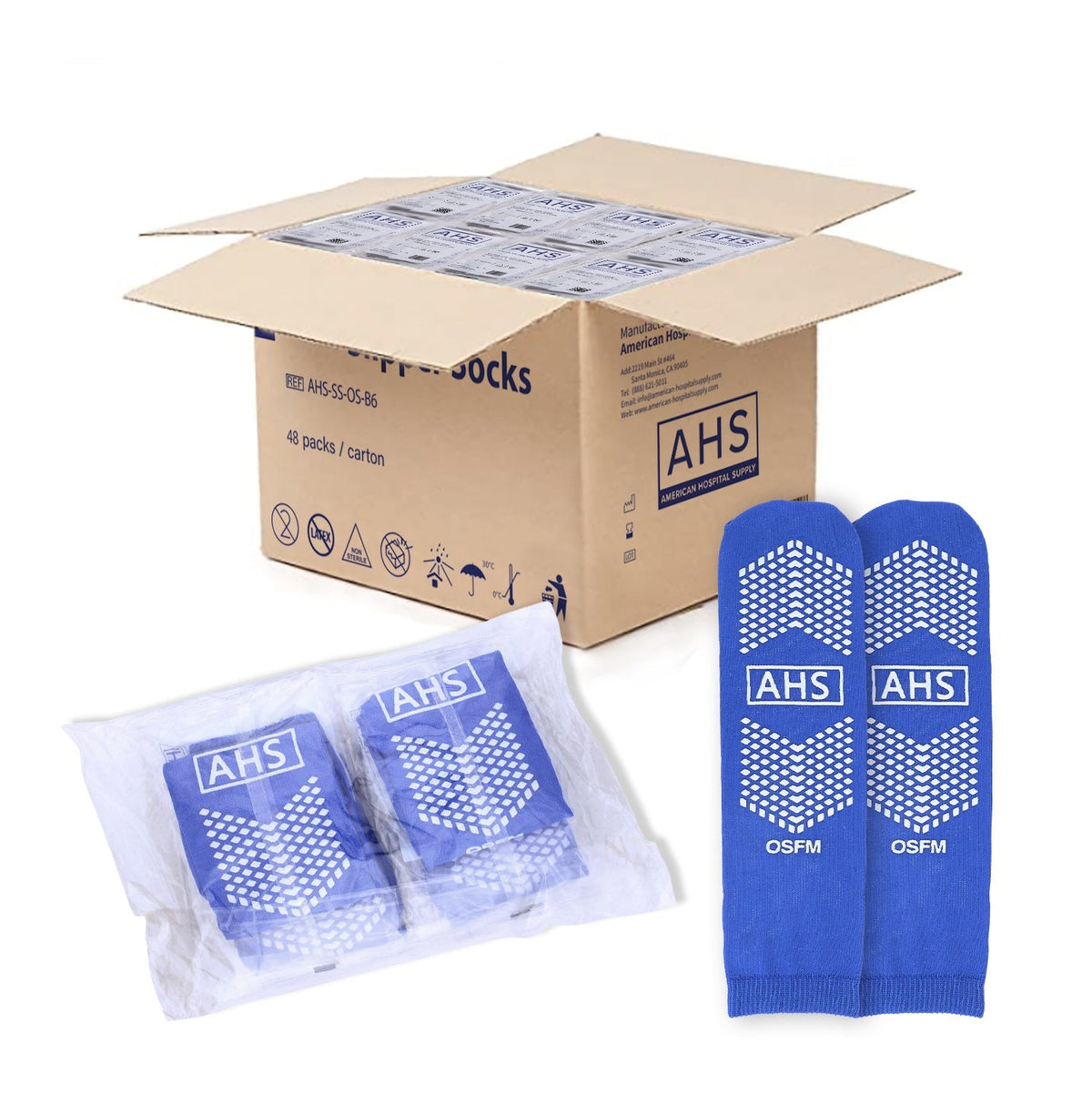 AHS Hospital Socks with Grippy Anti-Slip Tread - American Hospital Supply