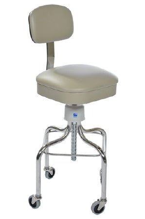 Anesthetist Stool, Stainless Steel, W/Back, Square Seat And Casters - American Hospital Supply