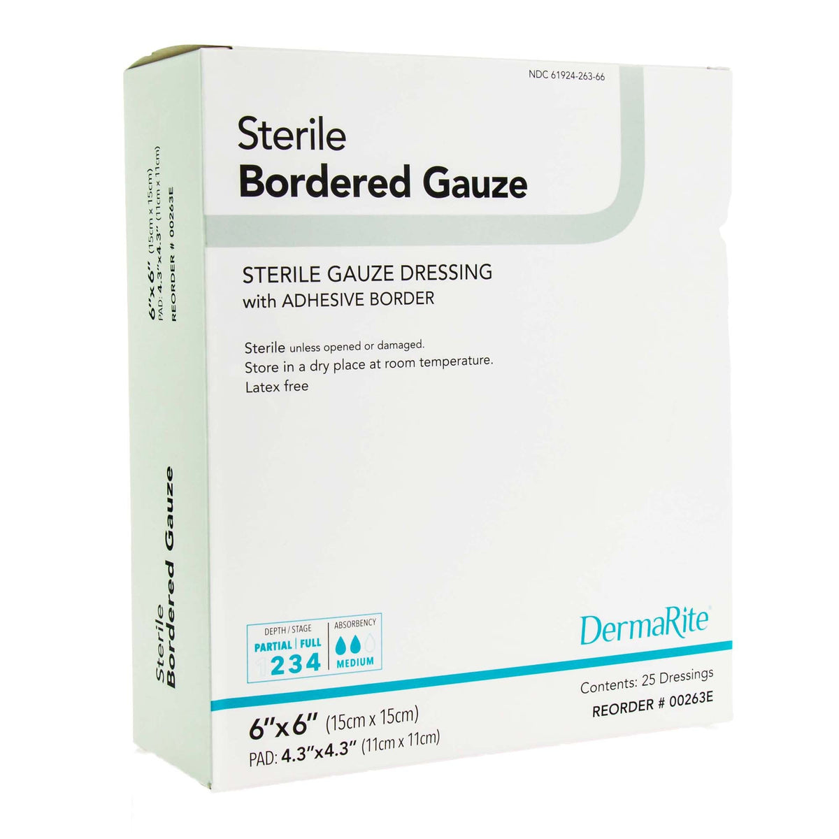 DermaRite® Bordered Gauze White Adhesive Dressing, 6 x 6 Inch - American Hospital Supply