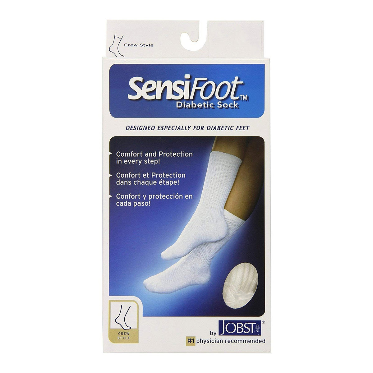 JOBST SensiFoot Contoured Diabetic Sock, Large, Crew, Closed Toe - American Hospital Supply