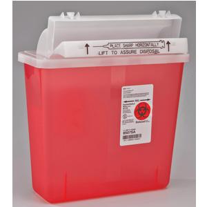 Kendall SharpStar™ In-Room™ Sharps Container with Counter-Balanced Lid, 5 Quart, Transparent Red - American Hospital Supply