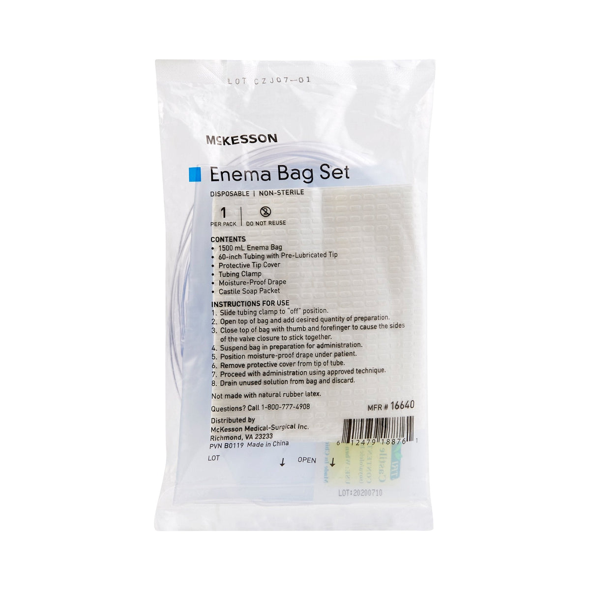 McKesson Non-Sterile 1500ml Enema Bag Set - American Hospital Supply