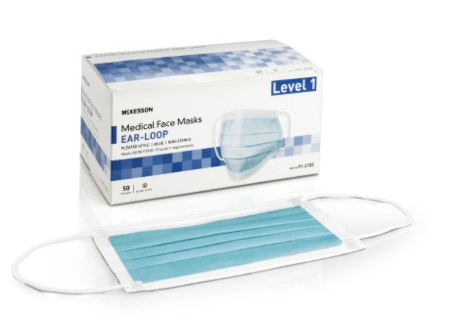 McKesson Procedure Face Mask With Pleated Earloops - American Hospital Supply