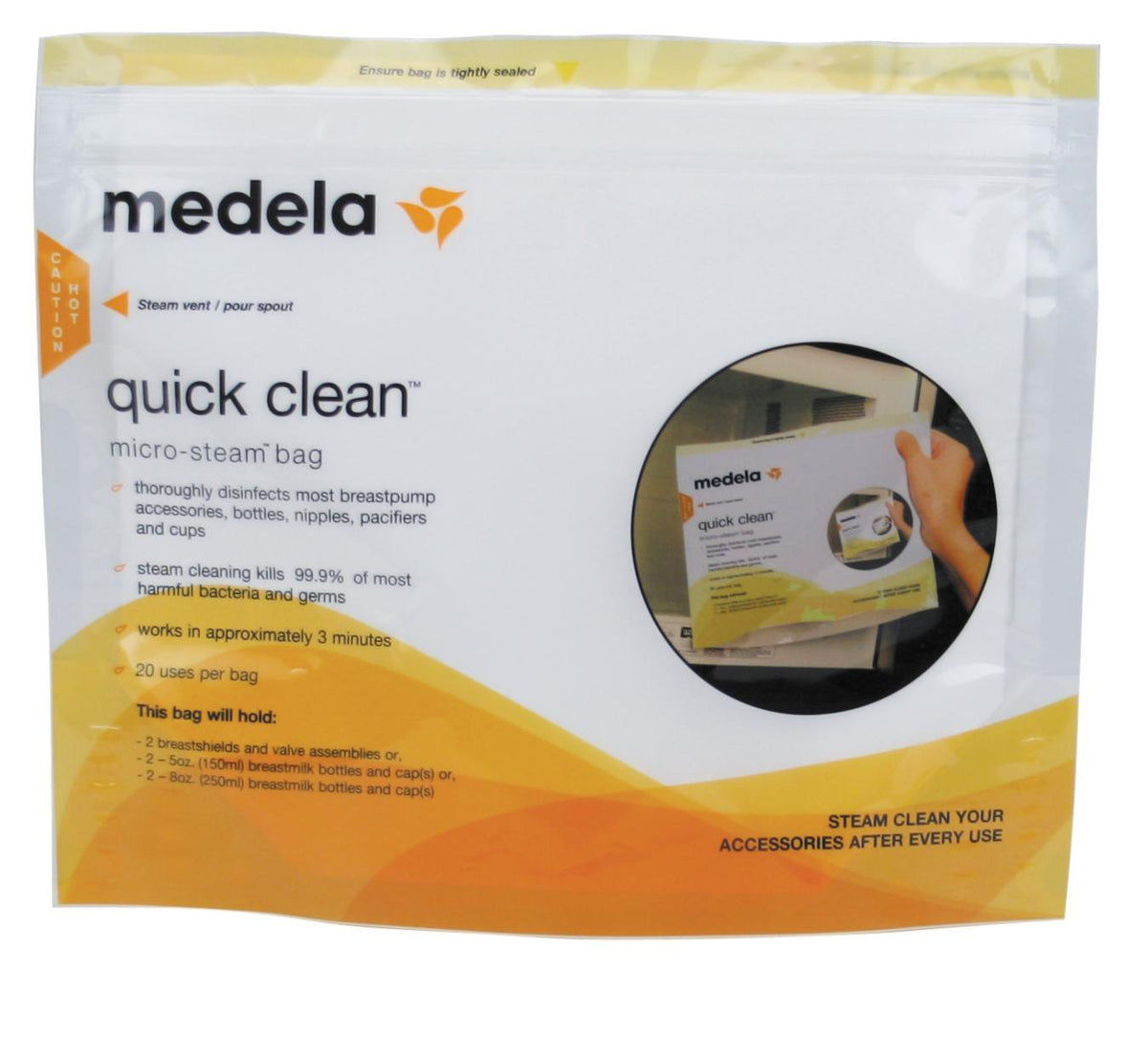 Medela Quick Clean™ Micro-Steam™ Bags for Cleaning Breast Milk Pumping Kits - American Hospital Supply
