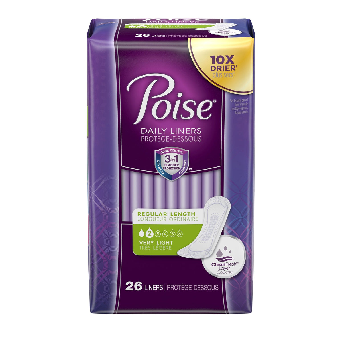 Poise Bladder Control Pads, Light Absorbency, Regular Length, 7.5", Adult, Female, Disposable - American Hospital Supply