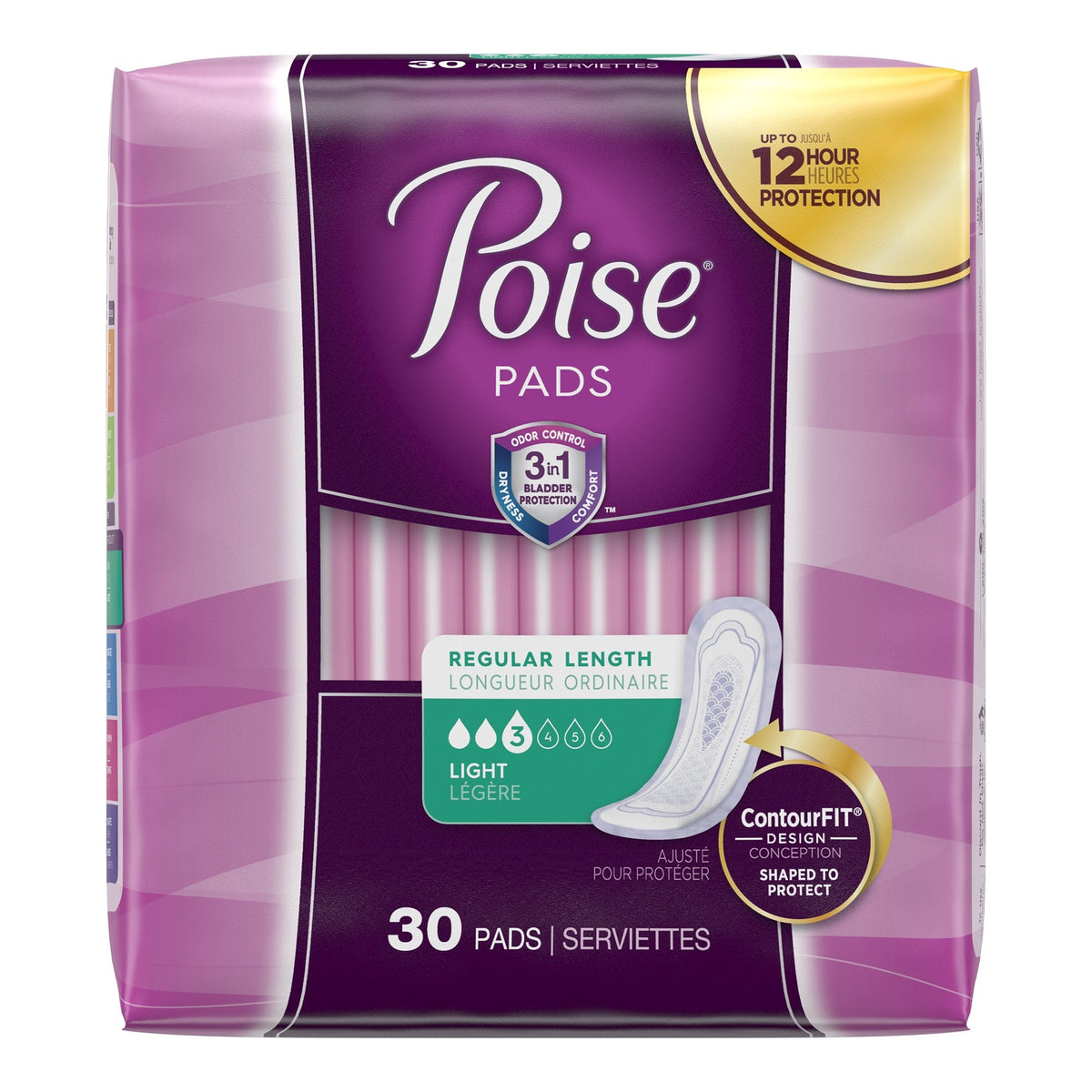 Poise Bladder Control Pads, Light Absorbency, Regular Length - American Hospital Supply