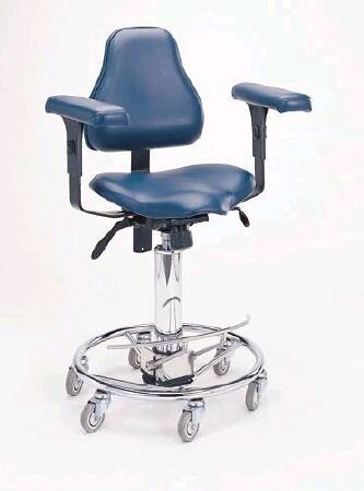Surgeons Stool, Hydraulic, Foot Operated, With Contoured Seat And Backrest, And Adjustable Arm Rests - American Hospital Supply