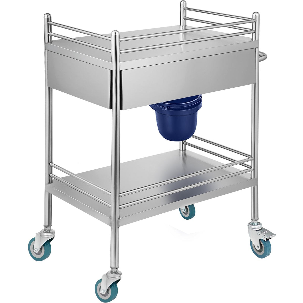 VEVOR® Lab Serving Cart, Stainless Steel Medical Cart with Two Drawers - American Hospital Supply